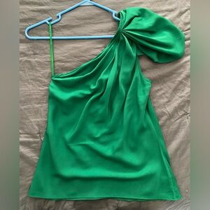 The Limited Emerald Satin Off the Shoulder Blouse